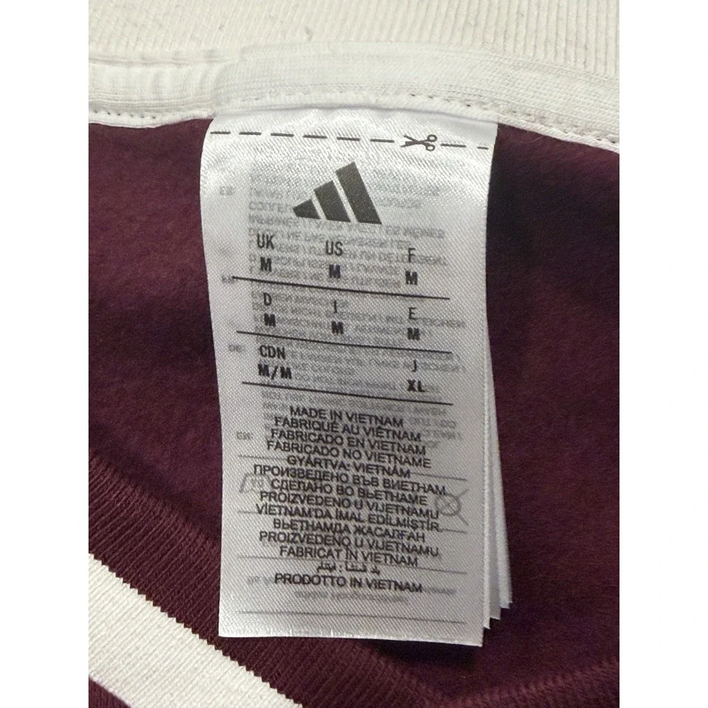 adidas Texas A&M Aggies 3-Stripes Fleece Maroon Sweatshirt JM9099 Men's Medium